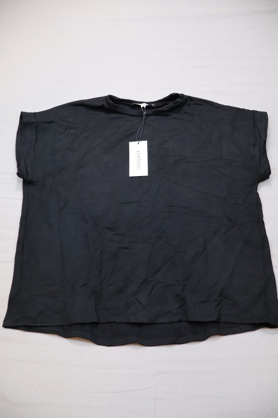 NEW Corinne Women's Black Short Sleeve Crew Neck T Shirt Tee Top Size S